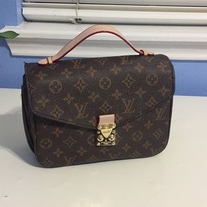 Two tone brown leather satchel / crossbody